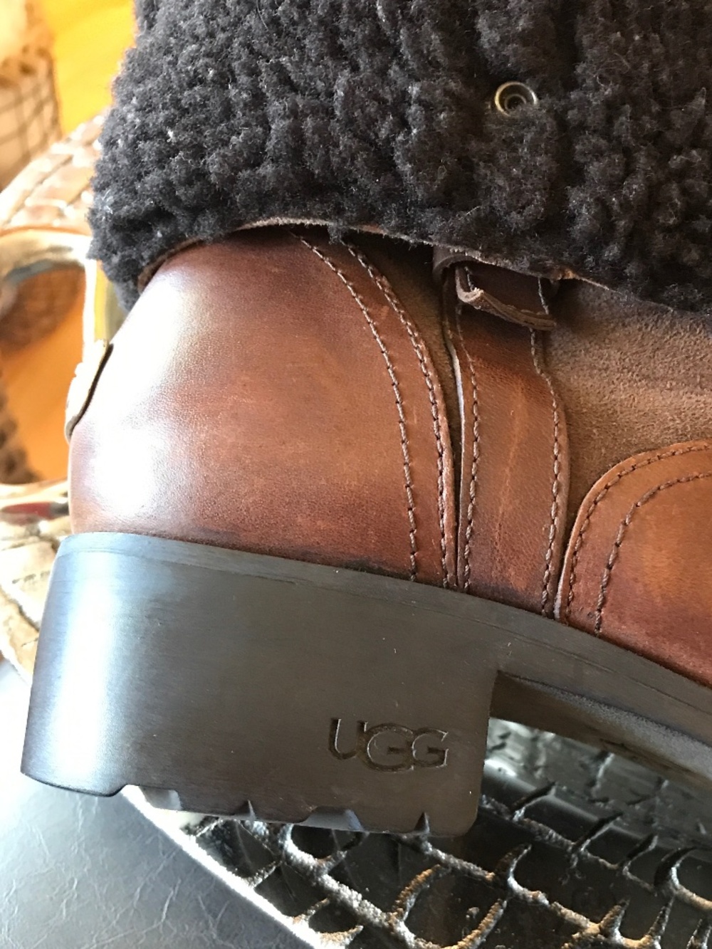 UGG CHOCOLATE BROWN BELLEVUE WATERPROOF LEATHER CONVERTIBLE BOOTS - Picture 14 of 16